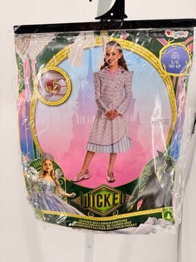 Wicked Glinda Shiz Child Costume Girls L 10-12 Disguise Dress Halloween New